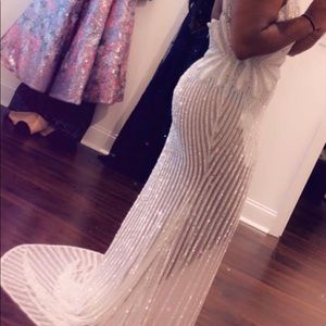 Portia and Scarlett white crystal evening Gown